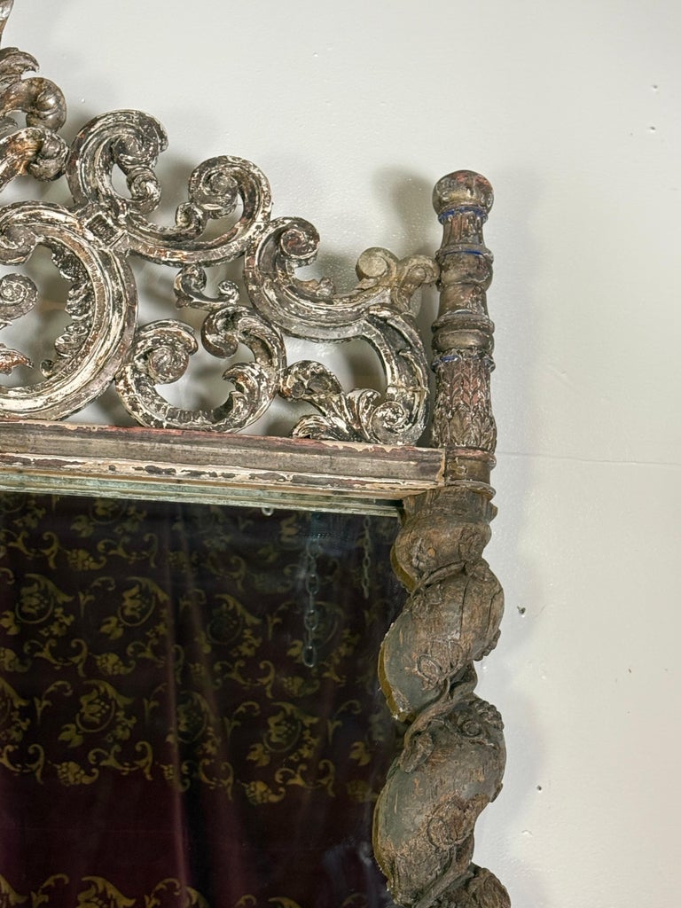Italian Carved Silvered Mirror