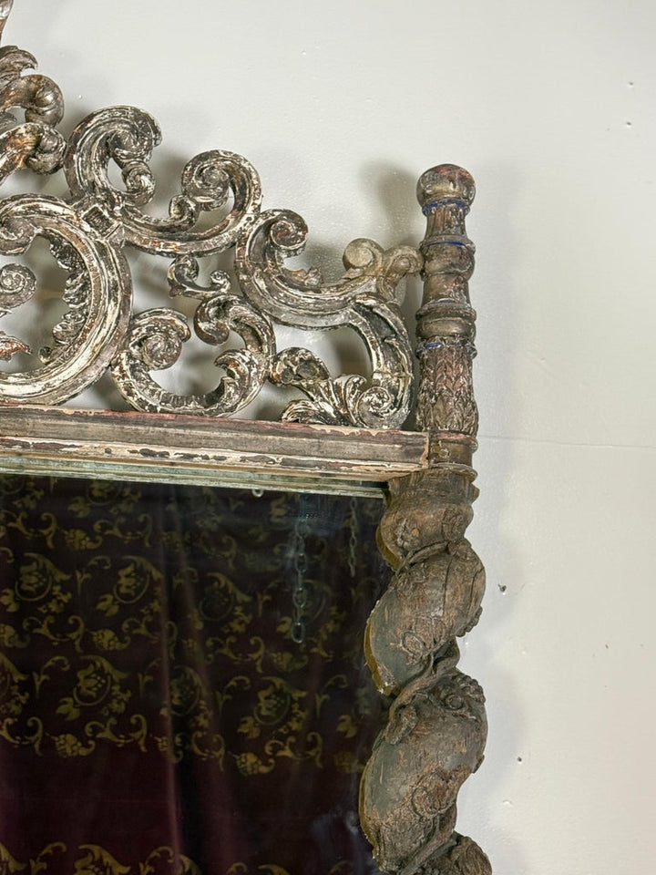 Italian Carved Silvered Mirror