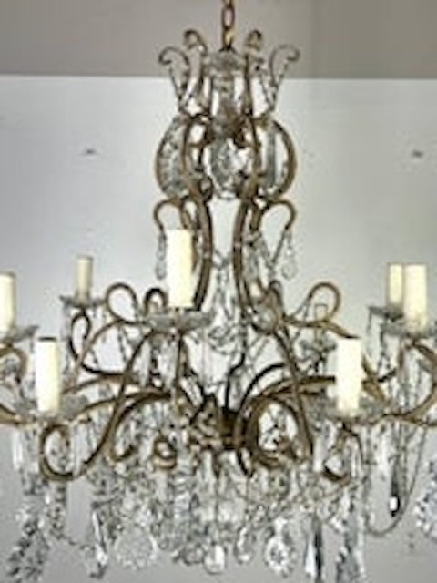 Monumental Italian Crystal Beaded Chandelier C. 1930's