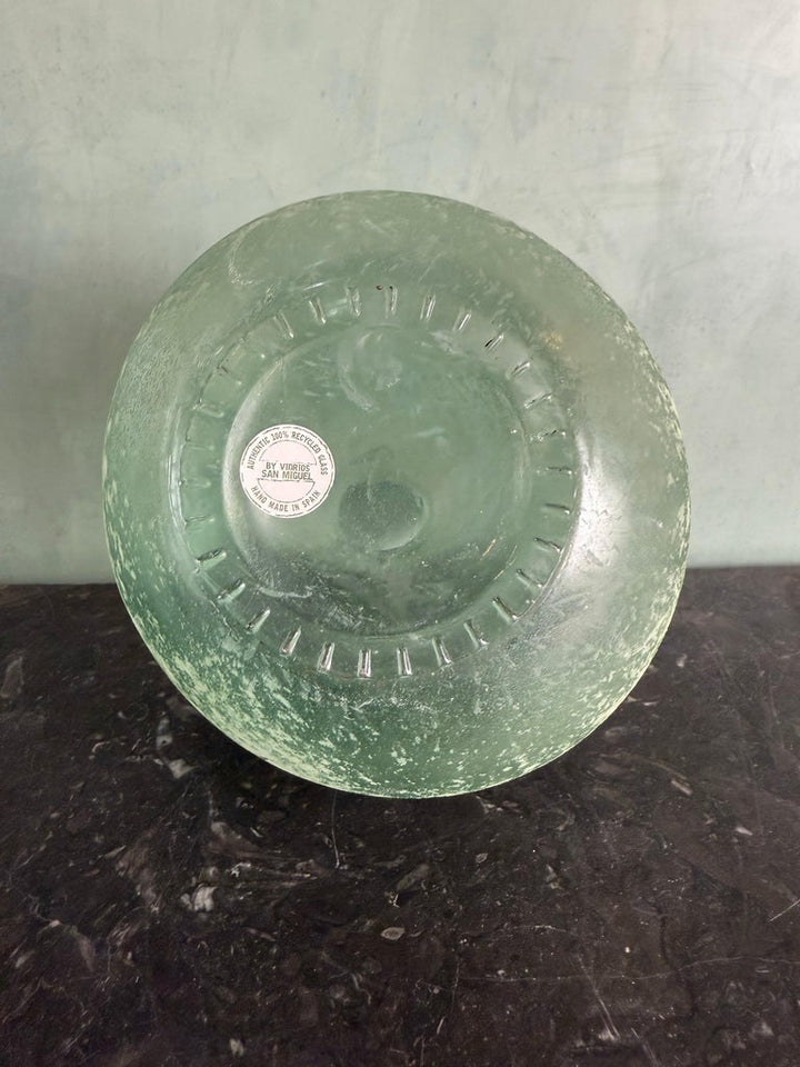 Spanish Seafoam Hand-Blown Glass Vase, Weathered Finish