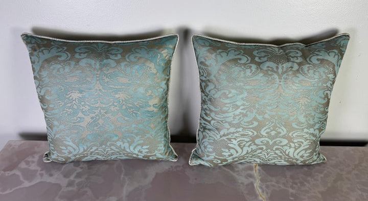 Pair of Aquamarine Fortuny Pillows