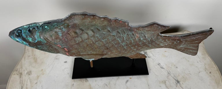 Antique Copper Fish on Iron Base
