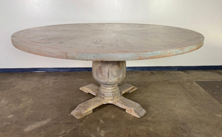 Rustic Painted Pedestal Dining Table