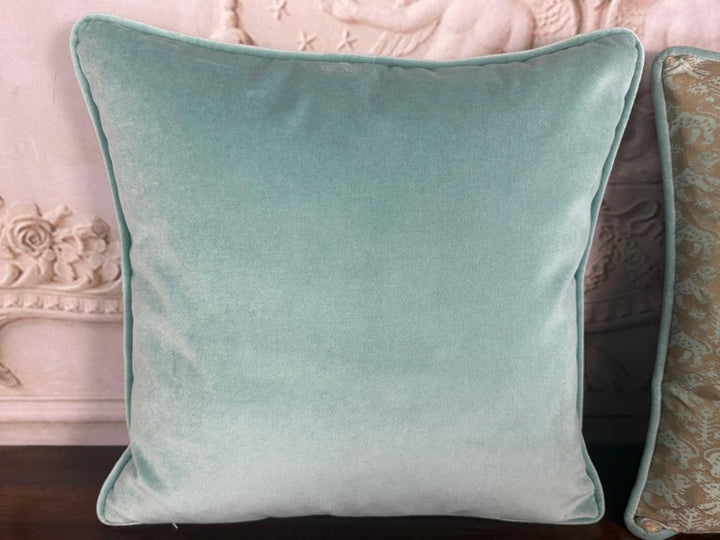 Custom Fortuny Decorative Pillows in Gilt Gold &amp; Aquamarine, Italy