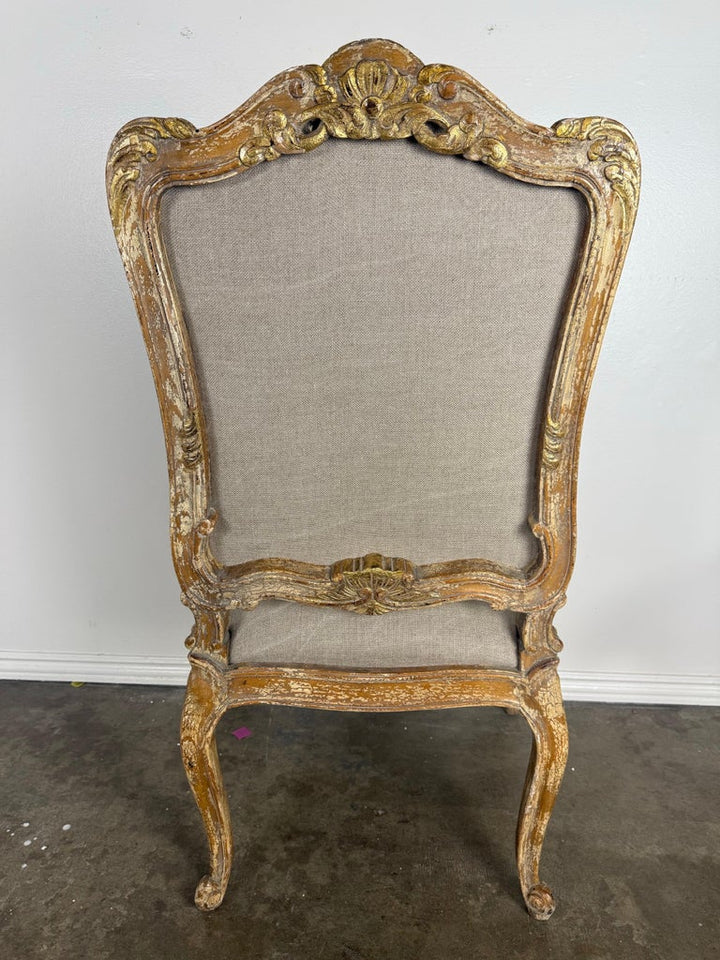 Set of Eight 18th-Century Style French Louis XV Carved & Giltwood Dining Chairs