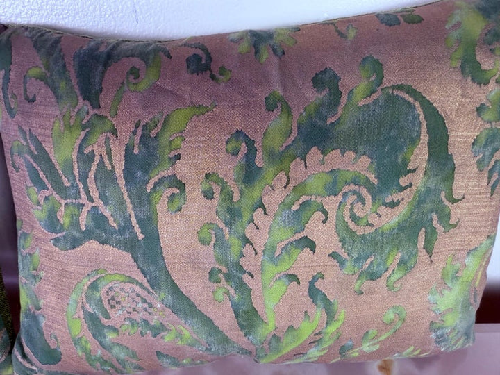 Pair of Fortuny Textile Pillows with Velvet Backs