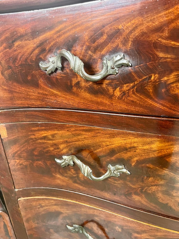 19th Century English Feathered Mahogany '4' Drawer Commode