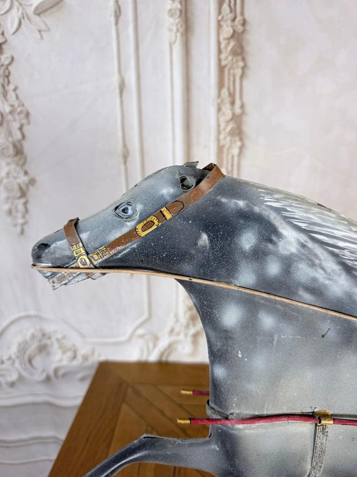 American Folk Art Painted Metal Horse & Sulky Weathervane