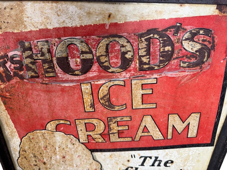 Vintage Two-Sided Hood’s Ice Cream Advertising Sign