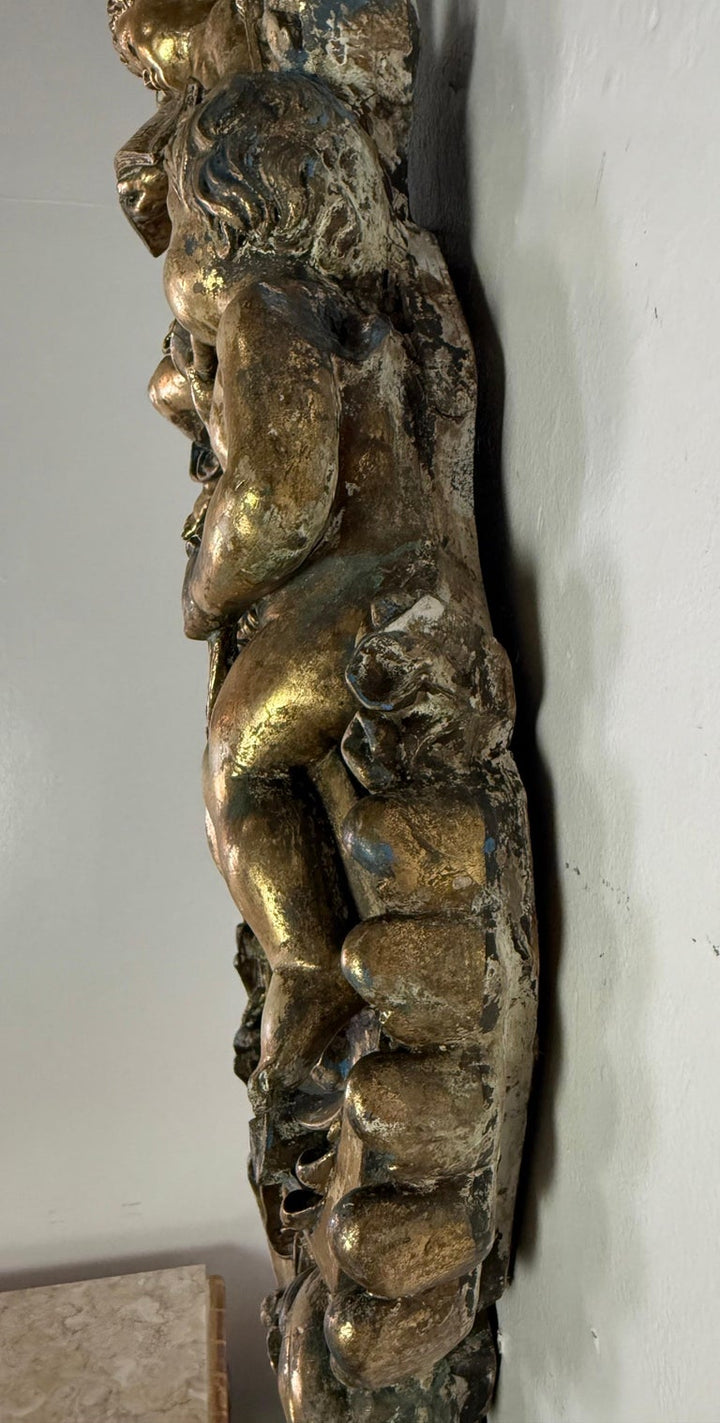 19th Century Italian Rococo Giltwood Figural Mirror