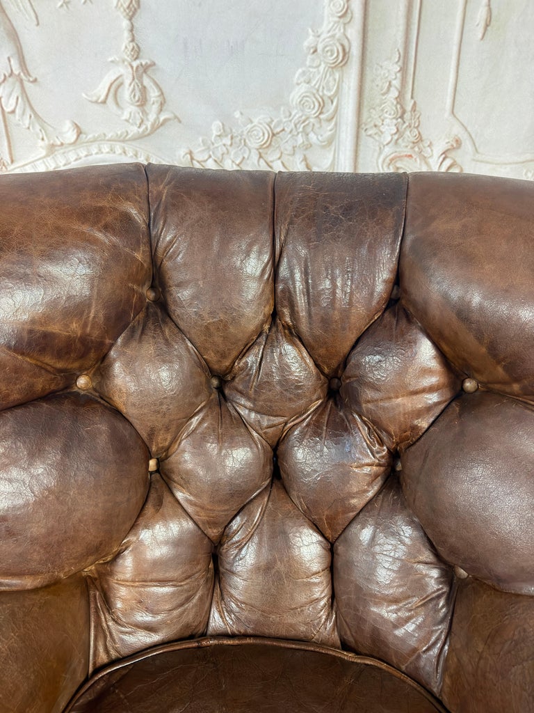 Pair of English Library Club Chairs in Hand-Finished Cognac Leather