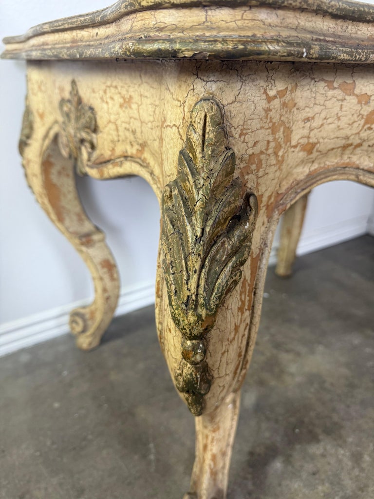 Antique Continental Giltwood Coffee Table with Original Foxed Mirror