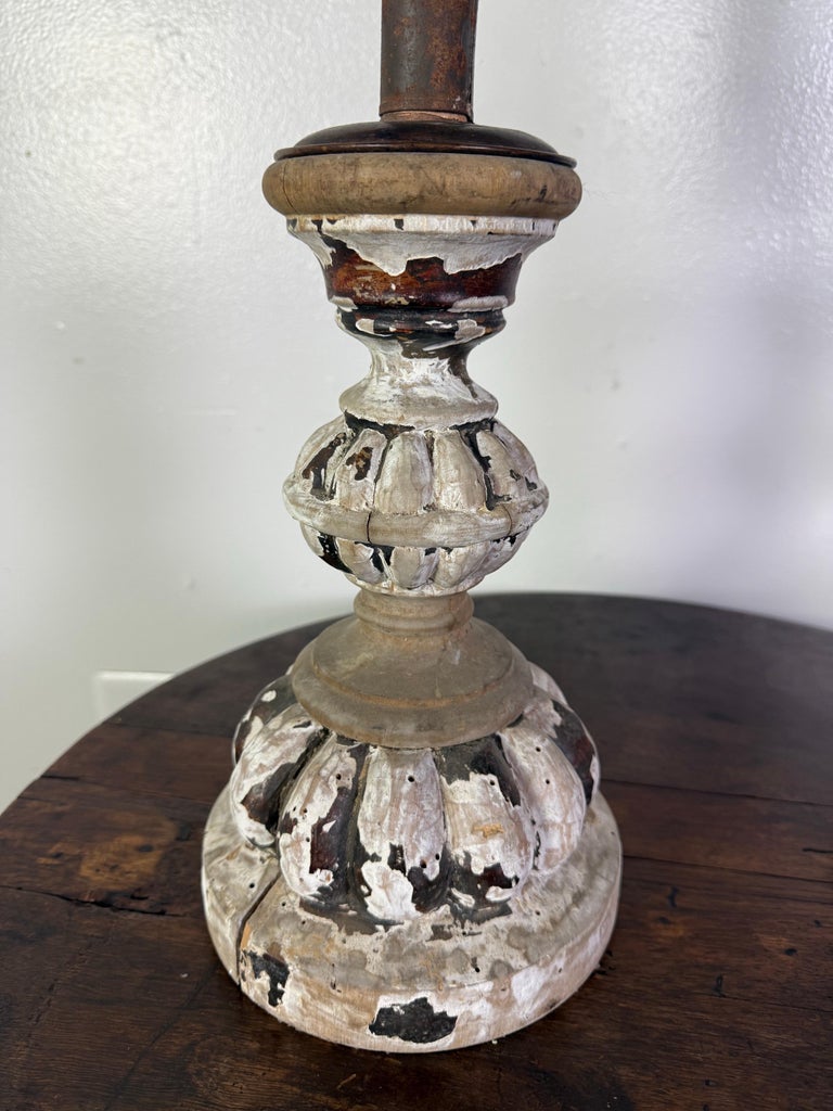 Pair of 19th Century Italian Lanterns with Carved and Painted Bases