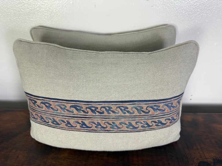 Pair of Petite Linen Pillows with Authentic Vintage Fortuny Stripe