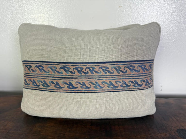 Pair of Petite Linen Pillows with Authentic Vintage Fortuny Stripe