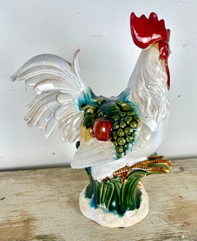 Charming French Glazed Ceramic Chicken C. 1950's