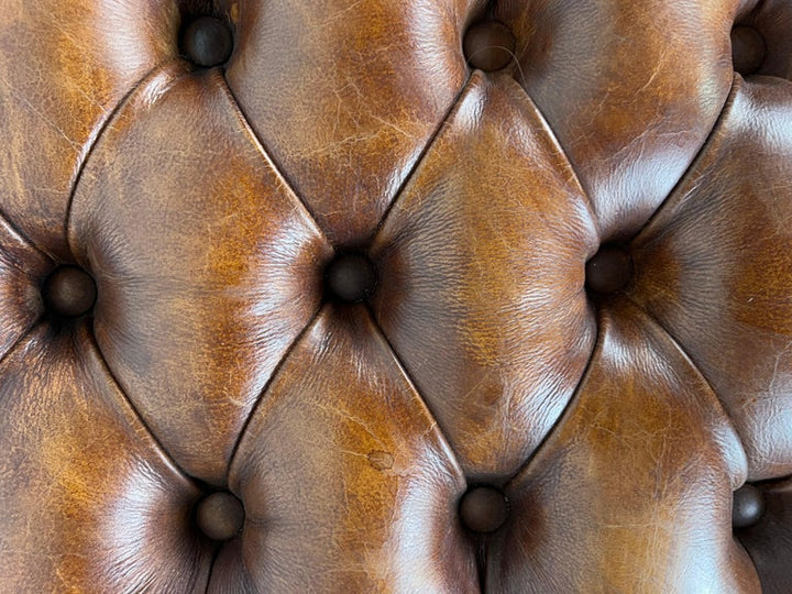 Pair of French Walnut Leather Tufted Benches