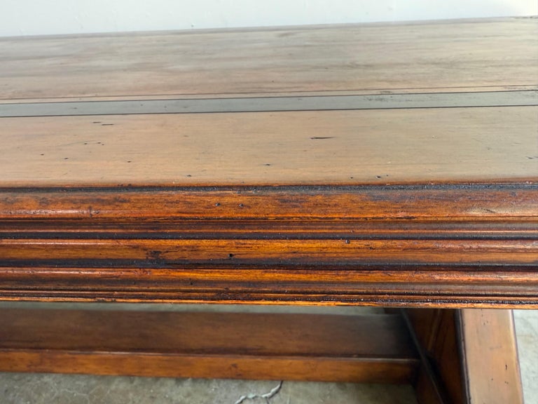 Spanish Revival Walnut Dining Table with Inlaid Top, Early 20th Century