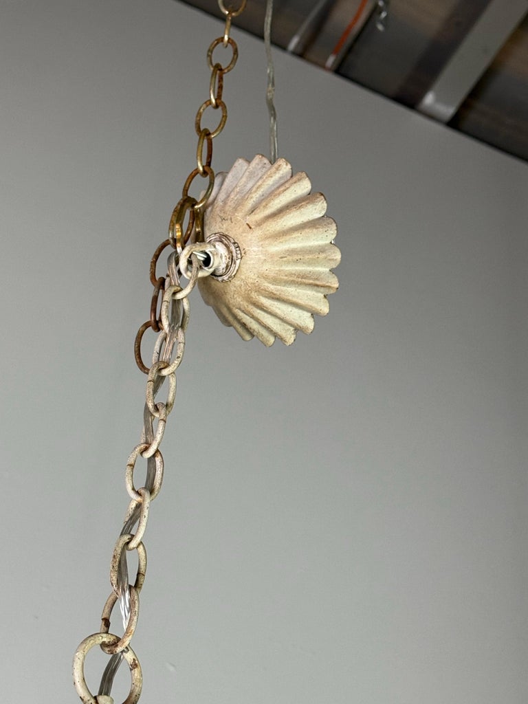 talian Tole Six-Light Fruit-Form Chandelier with Polychrome Leaves