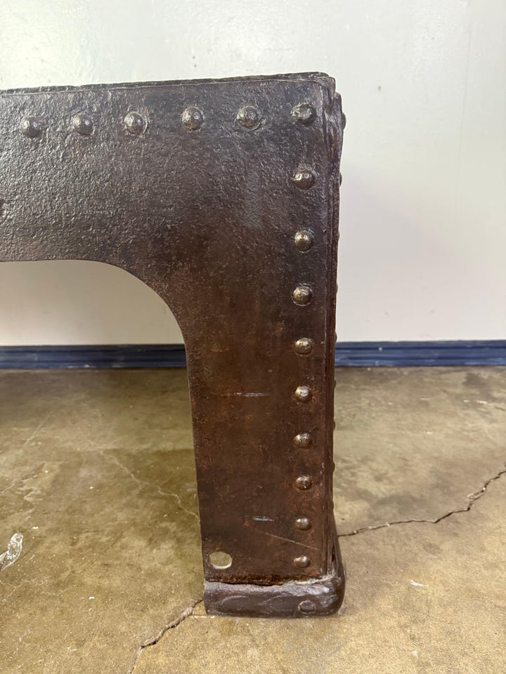 Industrial Riveted Iron Coffee Table from WWII-Era Military Tanks, 1940s