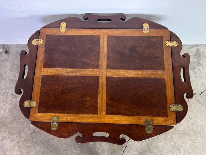 English Chippendale Inlaid Mahogany Tea Table C. 1940's