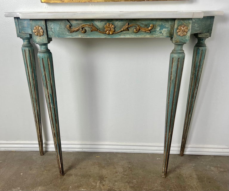 1930’s Italian Painted & Parcel Gilt Console and Mirror