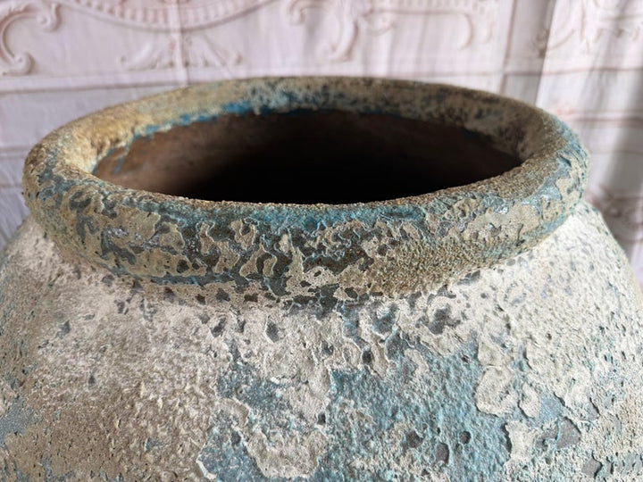 Terra cotta Blue Urns, Garden Elements, Elegant Design