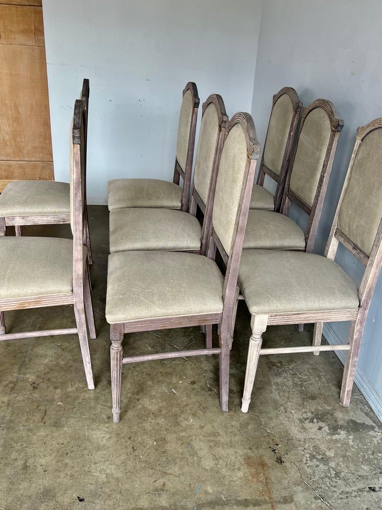 Set of Eight Italian Bleached Dining Chairs C. 1900's