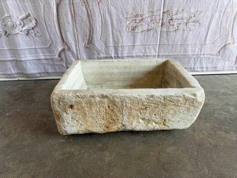 Antique Hand-Carved Stone Farmhouse Sink Basin with Rustic Architectural