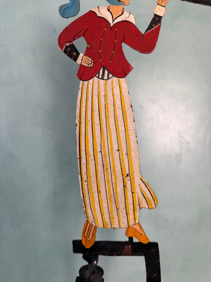 Vintage Folk Art Balancing Telescope Figure Sculpture