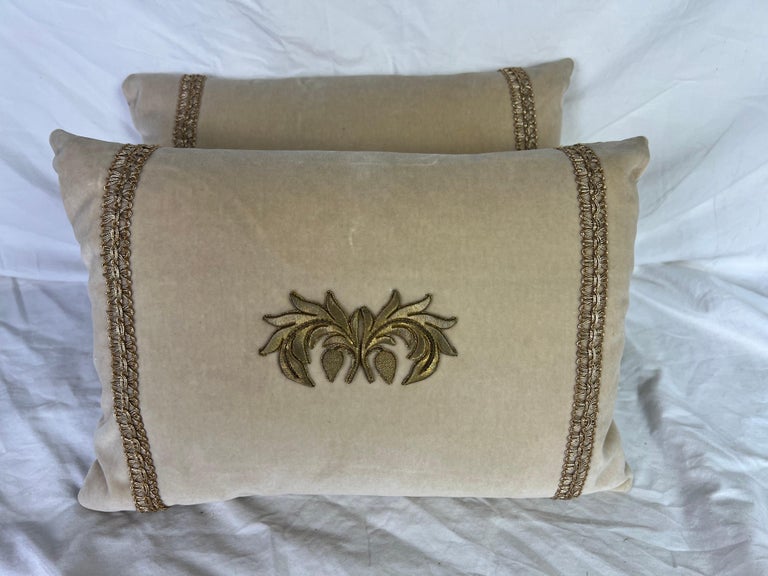 Pair of Metallic Applique Silk Velvet Pillows by MLA