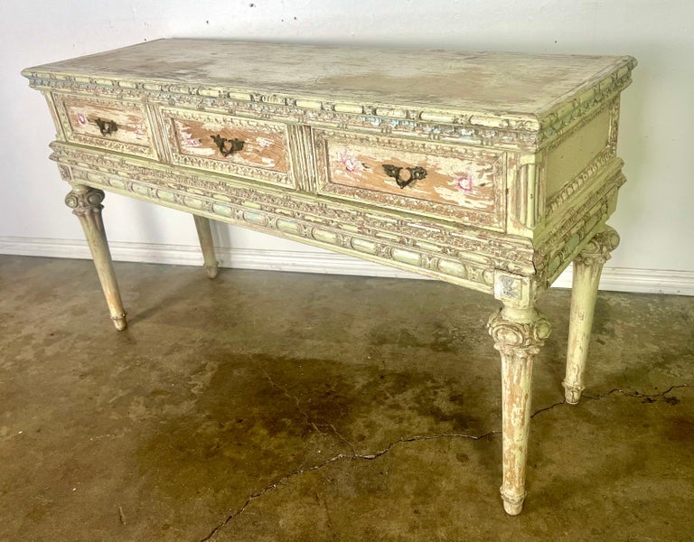 French Louis XVI Style Painted Console