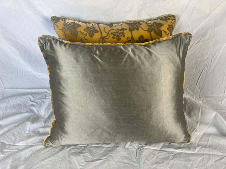 Rare Pair of Edera Patterned Fortuny Velvet Textile Pillows