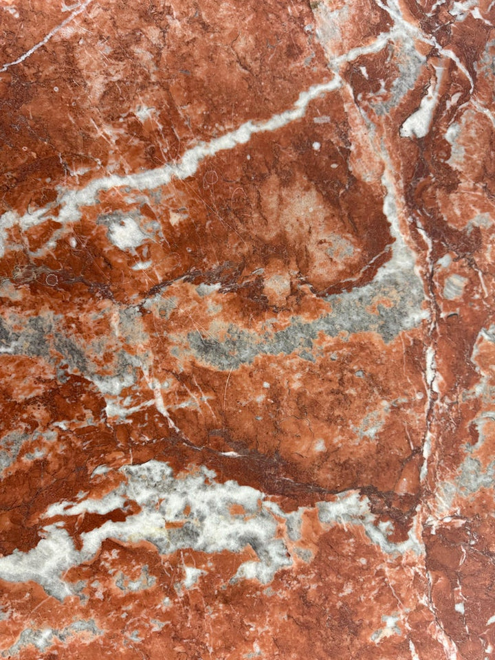 Pair of Italian Wrought Iron Consoles with Rosso Verona Marble Tops