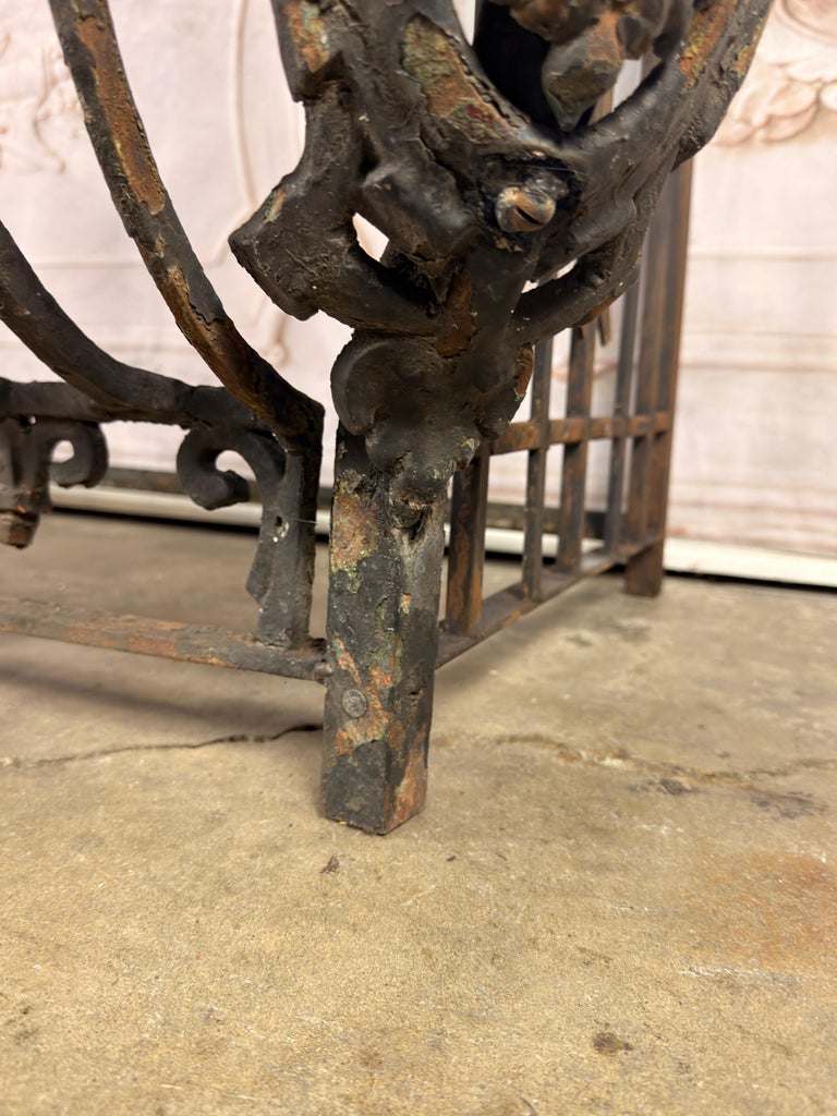 Antique French Console Table, Wrought Iron &amp; Marble, Circa 1880