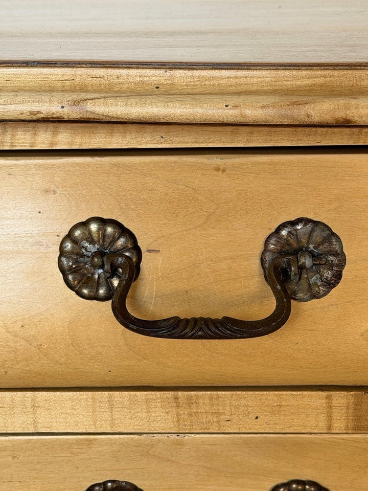A Sculptural Dutch Bombe Commode in Bleached Maple