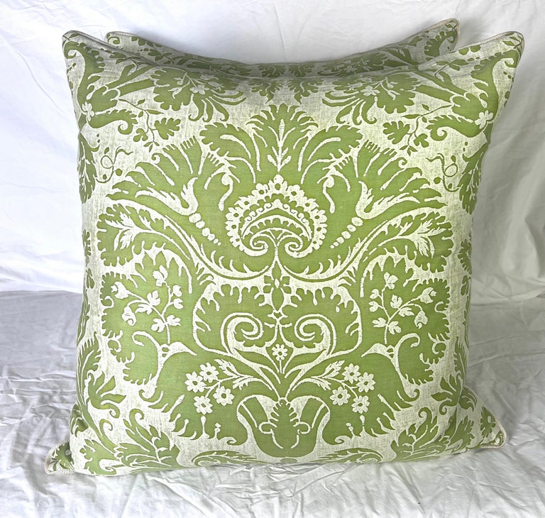 Fortuny Textile DeMedici Patterned Lime Green & Beige Pillows