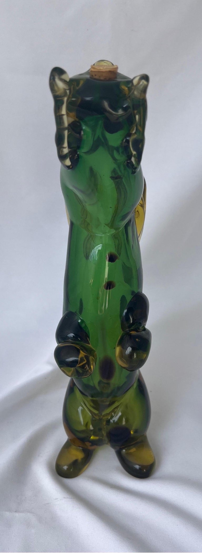 Hand Blown Italian Decanter Depicting A Dog