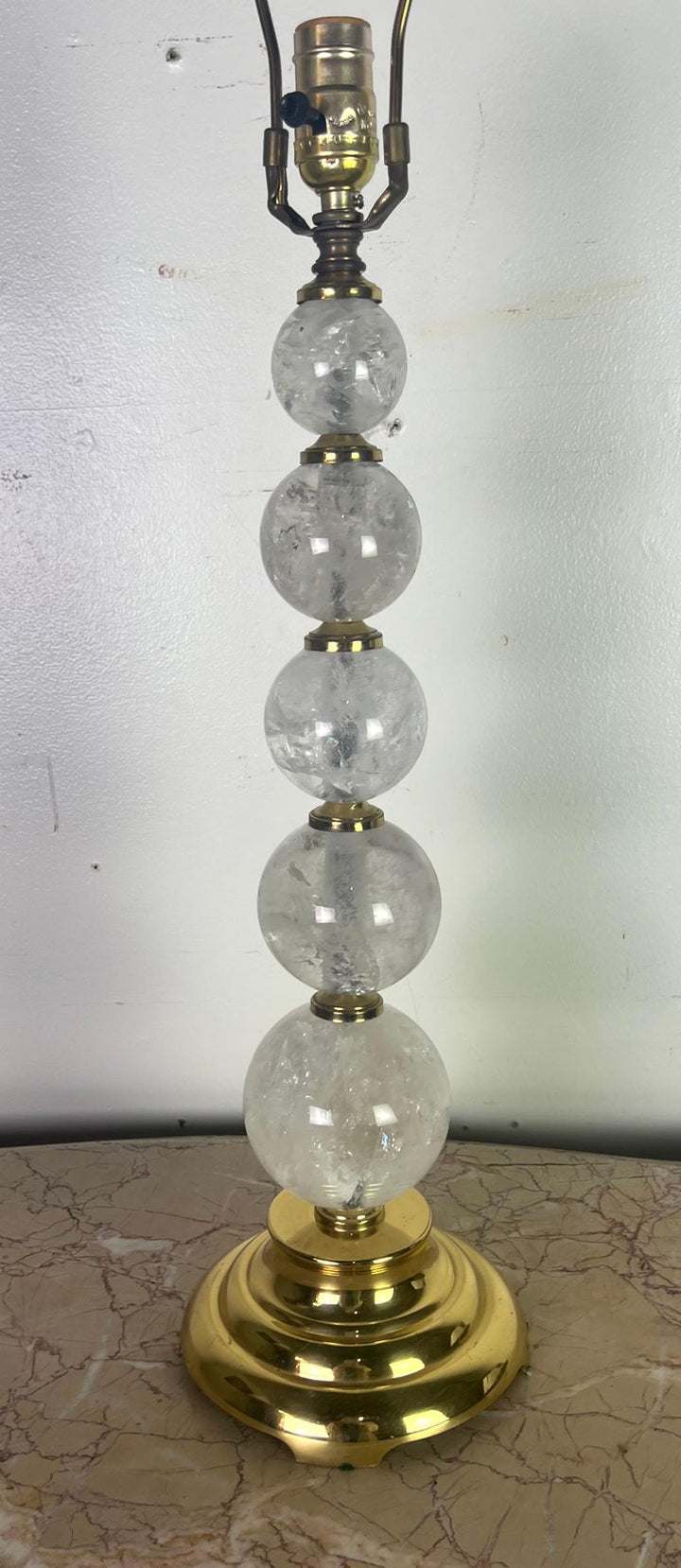 Pair of Rock Crystal Column Lamps w/ Shades