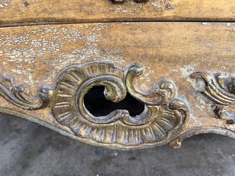 French Rococo Painted and Giltwood Commode
