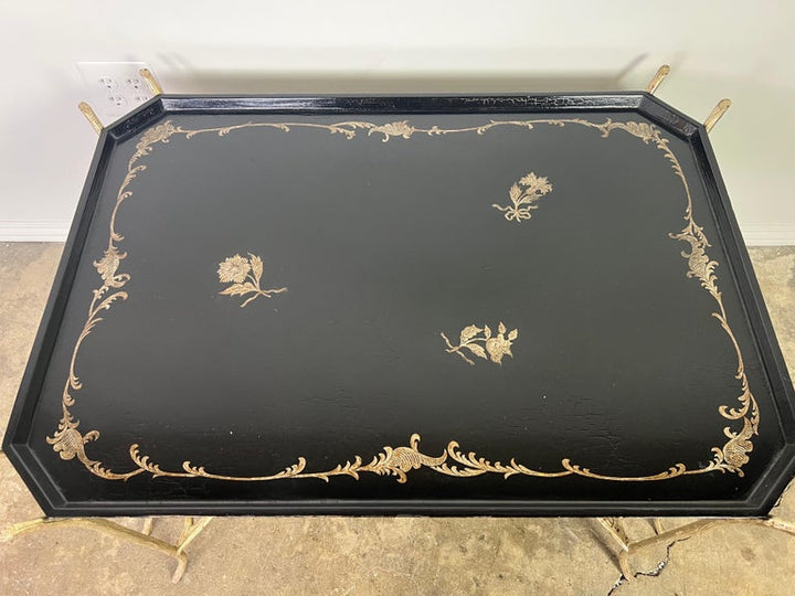 Chinoiserie Lacquered Tea Table on Metal Base by Ebanista