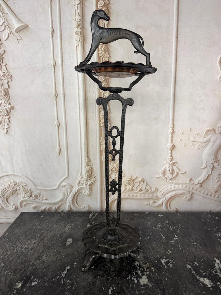 French Art Deco Whippet Smoking Stand, Cast Iron, Circa 1925-1930