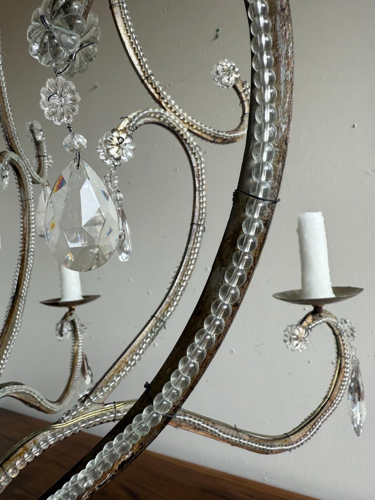 Italian Crystal Beaded Chandelier, Mid-20th Century