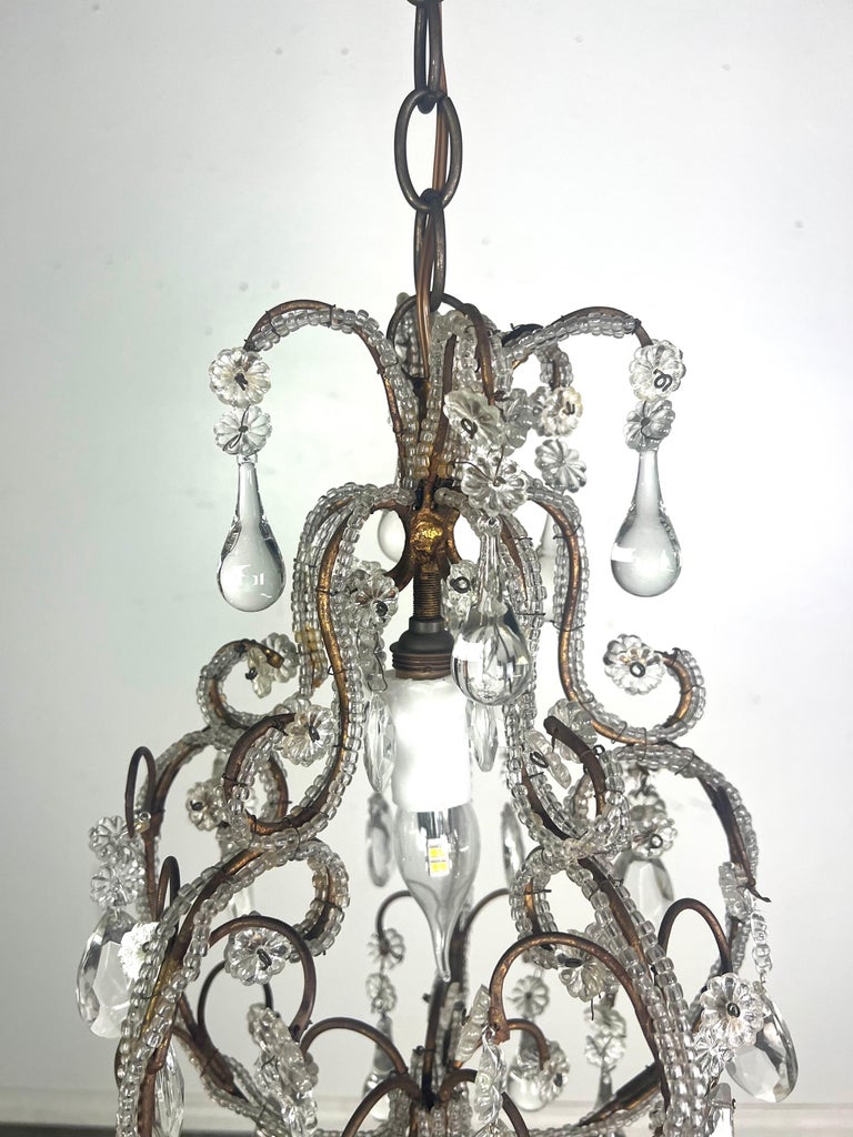 French Crystal Beaded Chandelier C. 1930's