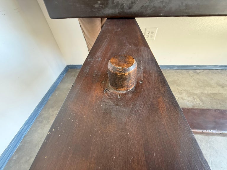 Monumental Spanish Revival Carved Trestle Dining Table, Early 20th Century