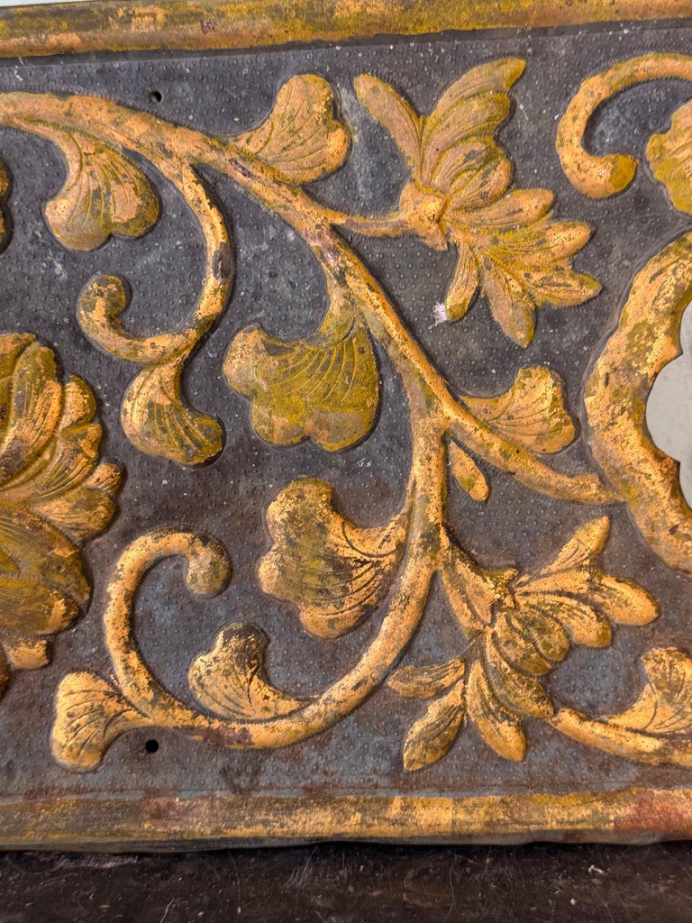 19th Century Gilt Iron Architectural Frieze Panel with Floral Scrollwork