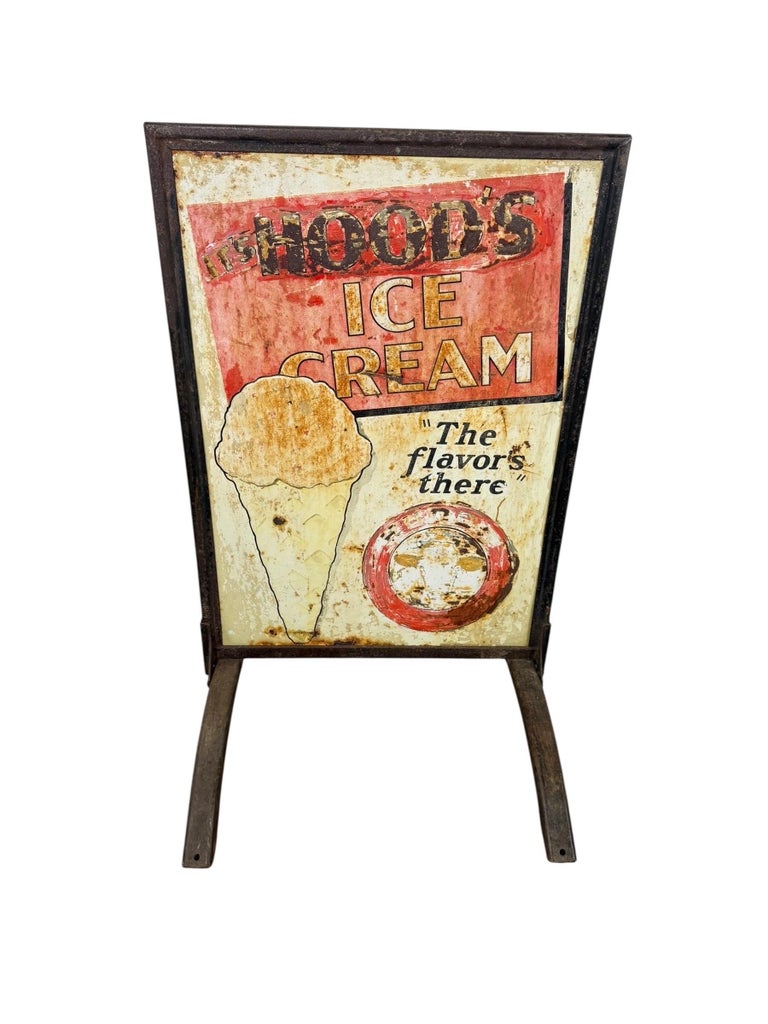 Vintage Two-Sided Hood’s Ice Cream Advertising Sign