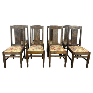 Set of 8 Rustic English Arts & Crafts Dining Chairs