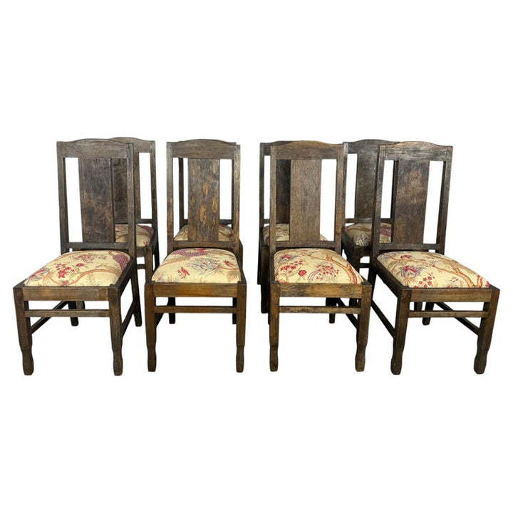 Set of 8 Rustic English Arts &amp; Crafts Dining Chairs