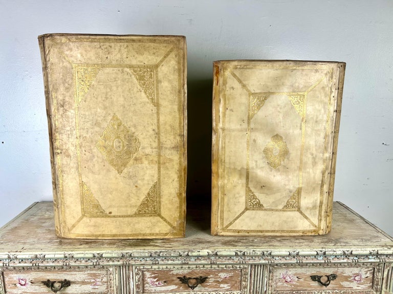 Pair of 19th C. French Book Velum Containers